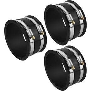 3 Pack Dust Control Flex Cuffs with Stainless Steel Hose Clamps, Connector Ports Dust Collection Fittings Dust Hose Connector Coupler for Woodworking Dust Collection Fittings