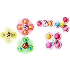 ALASOU 6 PCS Suction Cup Spinner Toys(3 Farm+3 Unicorn) for Infant and Toddlers