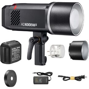 Godox AD600BM II 600WS Light Flash Light في الهواء الطلق ، Bowens Mount Monolight مع 40W (5600K) ، GN87 HSS ، إعادة التدوير في 0.01-1.9s ، 10 خطوات ناتج الطاقة ، 16 مجموعة لاستوديو التصوير الفوتوغرافي