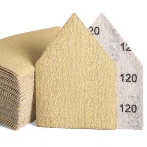 POLIWELL 50PCS 90mm x 65mm 80 Grit Triangle Sanding Sheets Hook & Loop Replace Milwaukee M12 Orbital Detail Sander Accessories, Alumina Abrasive Sandpaper for Wood Finishing, Detail Sanding