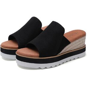 منصة صندل البغال Espadrilles للنساء Wedge Open Toe Slip on Sandals Raffia Womens Sandals Shoes for Summer Vacation Beach Casual