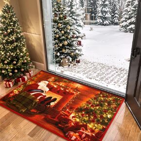 AROGAN Area Rugs for Bedroom Christmas Rug, Machine Washable Red Rug Home Decor, Large Christmas Door Mats for Front Door Santa Rug, Merry Christmas Welcome Mat for Enterway Indoor, 3x5 Ft