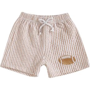 Toddler Boys Football Shorts Seersucker Swim Trunks Golf Baseball Baby Summer Clothes Striped Beach Shorts Bottoms