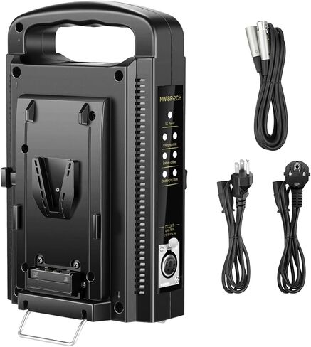 NEEWER V Mount Battery Charger Dual Channel with 100W PD USB C Fast Charging, DC 48V/DC24V/100W PD/D TAP Outputs, Multifunctional Metal Charger Compatible with SmallRig NEEWER PS099E VB99, BP-2CH Pro in Kuwait