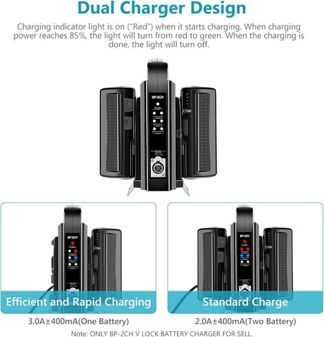 NEEWER V Mount Battery Charger Dual Channel with 100W PD USB C Fast Charging, DC 48V/DC24V/100W PD/D TAP Outputs, Multifunctional Metal Charger Compatible with SmallRig NEEWER PS099E VB99, BP-2CH Pro in Kuwait