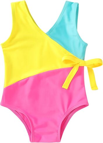 Happy Town Toddler Swimsuit Girl One Piece Bathing Suit Color Block Swimwear Baby Summer Beach Wear in Kuwait