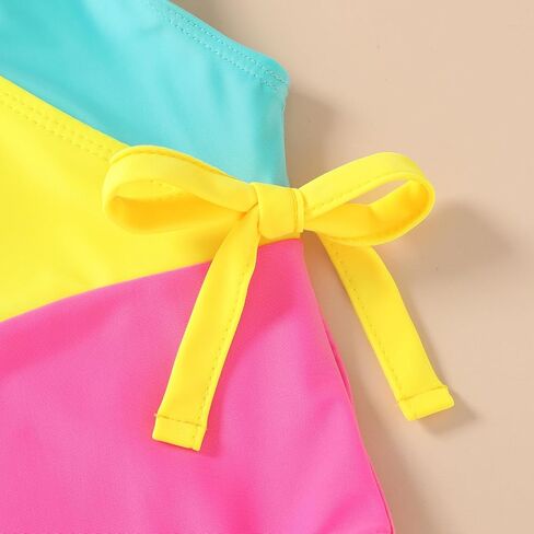 Happy Town Toddler Swimsuit Girl One Piece Bathing Suit Color Block Swimwear Baby Summer Beach Wear in Kuwait