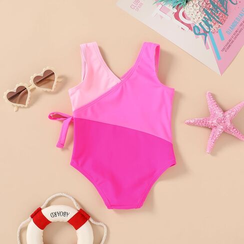 Happy Town Toddler Swimsuit Girl One Piece Bathing Suit Color Block Swimwear Baby Summer Beach Wear in Kuwait
