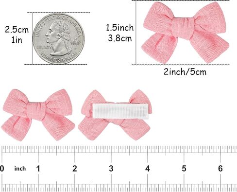 CÉLLOT 10 Pieces 2inch Girls Hair Bows Linen Fabric Bows Alligator Clips Hair Accessories for Baby Toddlers and Infants（5 Pairs Khaki Mini Bow） in Kuwait