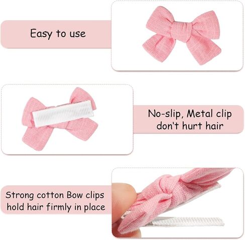 CÉLLOT 10 Pieces 2inch Girls Hair Bows Linen Fabric Bows Alligator Clips Hair Accessories for Baby Toddlers and Infants（5 Pairs Khaki Mini Bow） in Kuwait