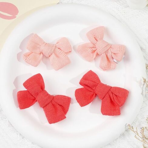 CÉLLOT 10 Pieces 2inch Girls Hair Bows Linen Fabric Bows Alligator Clips Hair Accessories for Baby Toddlers and Infants（5 Pairs Khaki Mini Bow） in Kuwait
