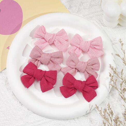 CÉLLOT 10 Pieces 2inch Girls Hair Bows Linen Fabric Bows Alligator Clips Hair Accessories for Baby Toddlers and Infants（5 Pairs Khaki Mini Bow） in Kuwait