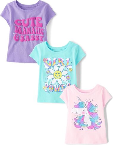 The Children's Place Baby Girls' Assorted Everyday Short Sleeve Graphic T-Shirts, Multipack in Saudi Arabia