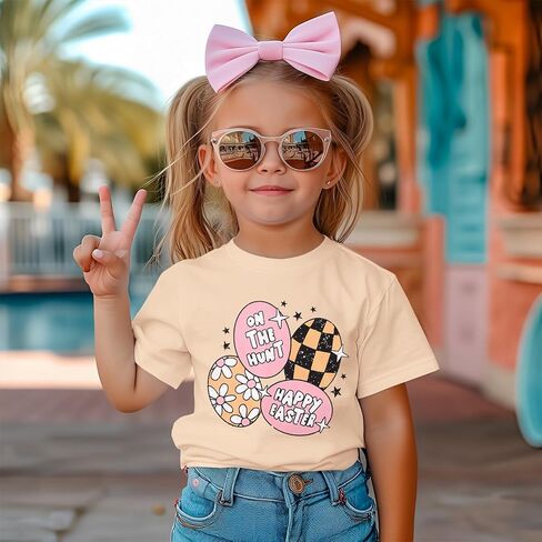 قميص عيد الفصح الصغير للبنات الفتيات السعيدات بيض عيد الفصح تي شيرت قصير الأكمام in Kuwait