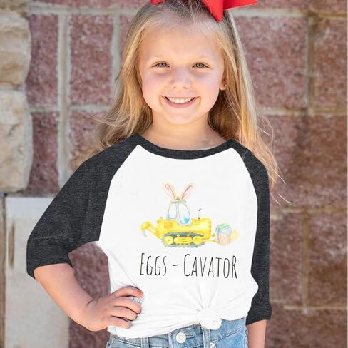 Happy Easter Shirts Toddler Eggs Cavator Shirt Cute Easter Bunny Tees Baby Girls Boys Peep Long Sleeve Tops in Saudi Arabia