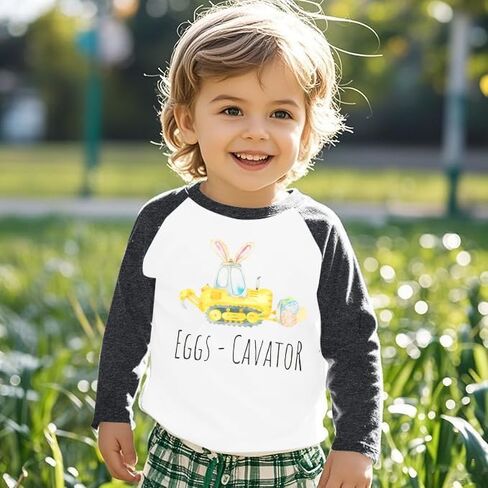 Happy Easter Shirts Toddler Eggs Cavator Shirt Cute Easter Bunny Tees Baby Girls Boys Peep Long Sleeve Tops in Saudi Arabia