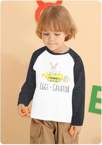 Happy Easter Shirts Toddler Eggs Cavator Shirt Cute Easter Bunny Tees Baby Girls Boys Peep Long Sleeve Tops in Saudi Arabia