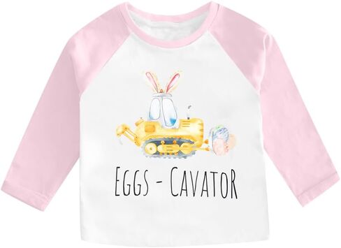 Happy Easter Shirts Toddler Eggs Cavator Shirt Cute Easter Bunny Tees Baby Girls Boys Peep Long Sleeve Tops in Saudi Arabia