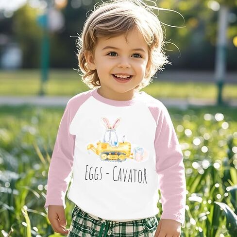 Happy Easter Shirts Toddler Eggs Cavator Shirt Cute Easter Bunny Tees Baby Girls Boys Peep Long Sleeve Tops in Saudi Arabia
