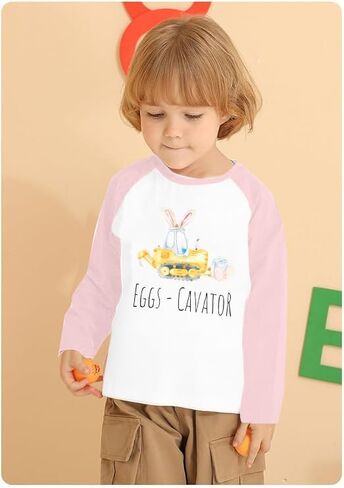 Happy Easter Shirts Toddler Eggs Cavator Shirt Cute Easter Bunny Tees Baby Girls Boys Peep Long Sleeve Tops in Saudi Arabia