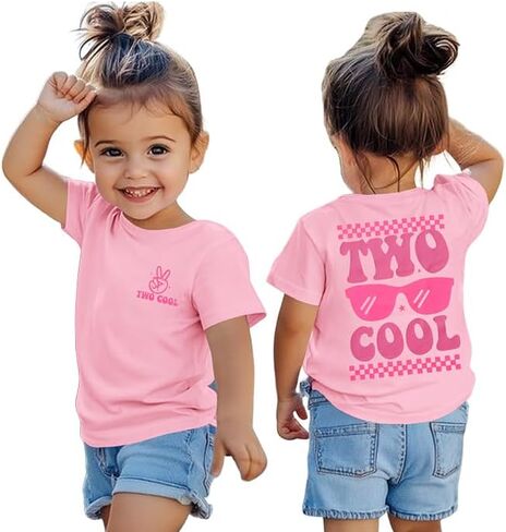 2nd Birthday Shirt Girl Two Cool 2 Year Old Outfit Girl Second Birthday Tshirt Bday Party Gift Short Sleeve Tee Top in Kuwait