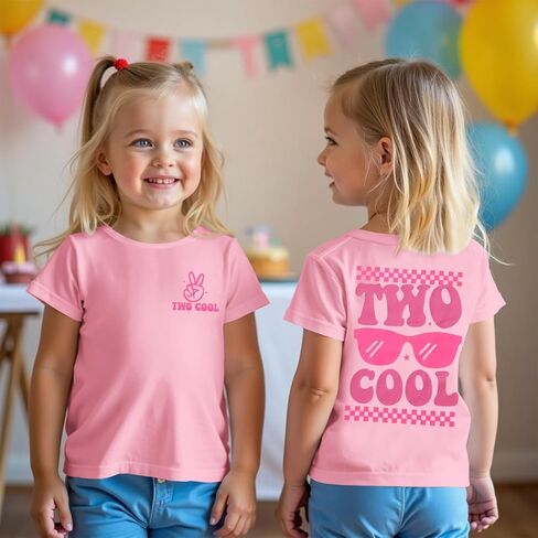 2nd Birthday Shirt Girl Two Cool 2 Year Old Outfit Girl Second Birthday Tshirt Bday Party Gift Short Sleeve Tee Top in Kuwait