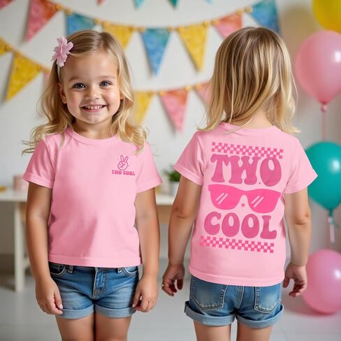 2nd Birthday Shirt Girl Two Cool 2 Year Old Outfit Girl Second Birthday Tshirt Bday Party Gift Short Sleeve Tee Top in Kuwait