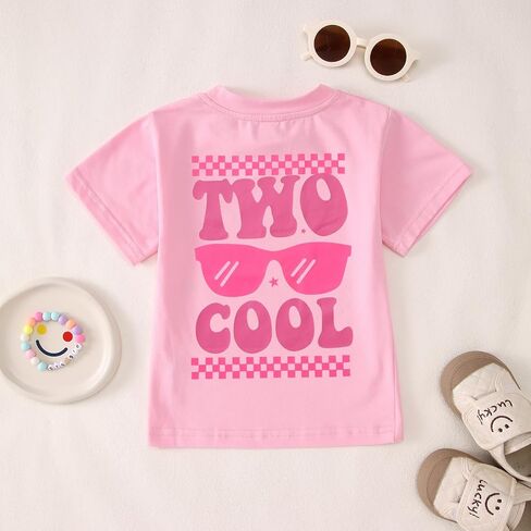 2nd Birthday Shirt Girl Two Cool 2 Year Old Outfit Girl Second Birthday Tshirt Bday Party Gift Short Sleeve Tee Top in Kuwait