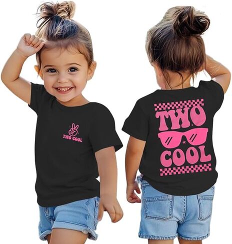 2nd Birthday Shirt Girl Two Cool 2 Year Old Outfit Girl Second Birthday Tshirt Bday Party Gift Short Sleeve Tee Top in Kuwait