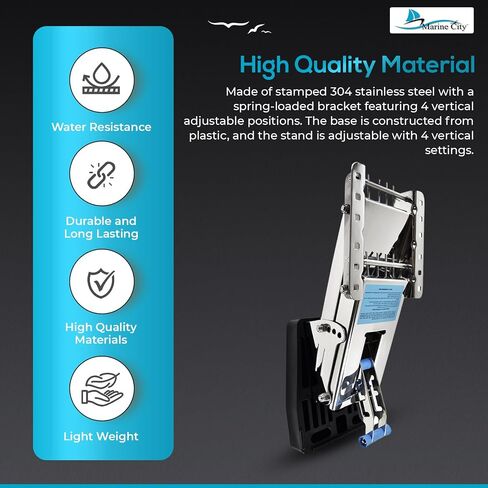 MARINE CITY الفولاذ المقاوم للصدأ 10 HP دعامة محرك خارجي 2 شوط، حجم اللوحة (8-1/4 بوصة × 10-3/8 بوصة) حجم التركيب (4-7/16 بوصة × 5-11/16 بوصة) للقوارب الشراعية، قوارب كهربائية in Kuwait