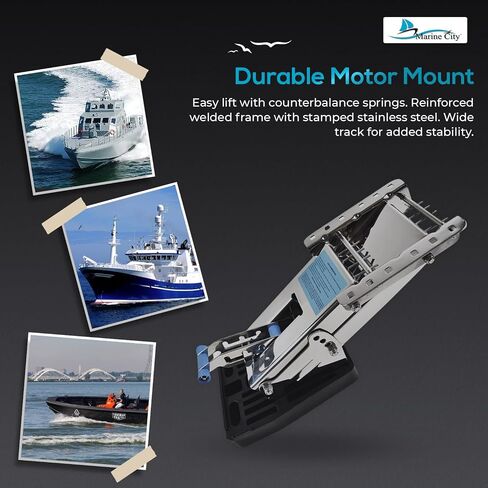 MARINE CITY الفولاذ المقاوم للصدأ 10 HP دعامة محرك خارجي 2 شوط، حجم اللوحة (8-1/4 بوصة × 10-3/8 بوصة) حجم التركيب (4-7/16 بوصة × 5-11/16 بوصة) للقوارب الشراعية، قوارب كهربائية in Kuwait