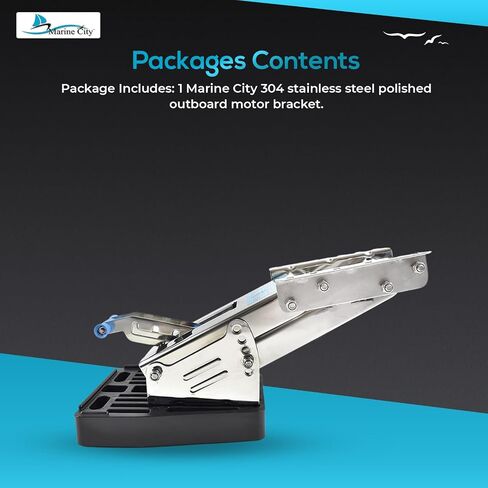 MARINE CITY الفولاذ المقاوم للصدأ 10 HP دعامة محرك خارجي 2 شوط، حجم اللوحة (8-1/4 بوصة × 10-3/8 بوصة) حجم التركيب (4-7/16 بوصة × 5-11/16 بوصة) للقوارب الشراعية، قوارب كهربائية in Kuwait