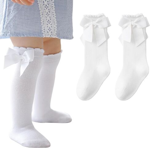 Baby Girls Socks Knee High Socks With Bow Infants Toddlers Stockings School Uniform Dress Socks in Saudi Arabia