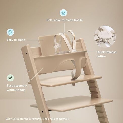 Stokke Tripp Trapp Baby Set 2, White - Ages 6-36 Months - Convert The Tripp Trapp Chair into a Comfortable High Chair - Includes Stokke Harness 2 in Kuwait