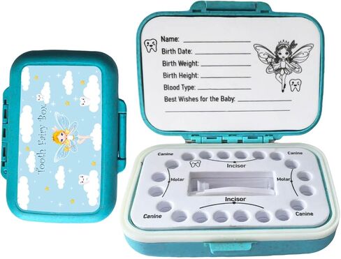 Tooth Fairy Box & Baby Tooth Keepsake Case for Kids - Natural Wheat Straw & PP Material, Easy-Write EVA Liner - Pink in Kuwait