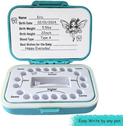 Tooth Fairy Box & Baby Tooth Keepsake Case for Kids - Natural Wheat Straw & PP Material, Easy-Write EVA Liner - Pink in Kuwait