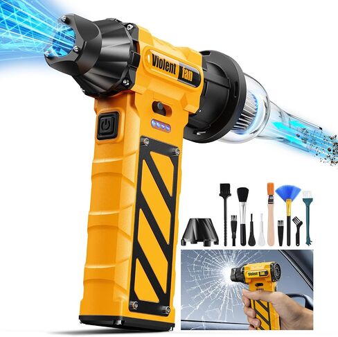 Duster الهواء المضغوط الكهربائي - 150،000 دورة في الدقيقة منفاخ هواء اللاسلكي مع قاطع الطوارئ ومطرقة ، ومروحة توربو 8000 مللي أمبير في الساعة ، مثالية للوحة المفاتيح/الكمبيوتر/السيارة/المنزل/الخارجي/التخييم in Kuwait