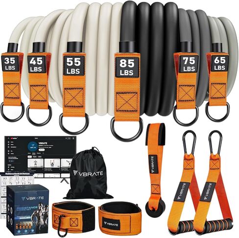 Resistance Bands Set 300lbs 360lbs - Fitness Bands with Handles, Door Anchor, Ankle Straps, Carrying Bag for Heavy Resistance Training - Workout Equipment Home Gym Exercise Bands Set for Working Out in Saudi Arabia