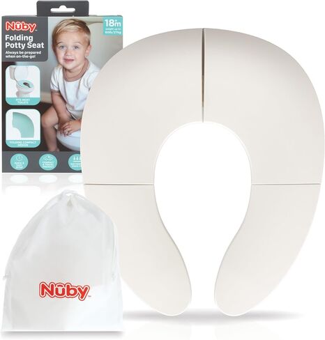 Nuby Folding Potty Seat and Bag - Toddler Travel Essential - Travel Toilet Seat for Toddlers 18+ Months - White in Kuwait