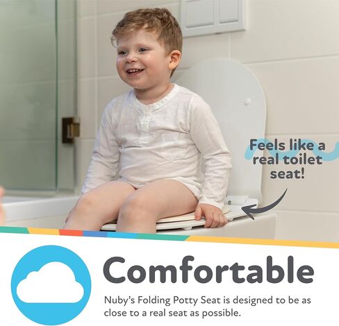 Nuby Folding Potty Seat and Bag - Toddler Travel Essential - Travel Toilet Seat for Toddlers 18+ Months - White in Kuwait