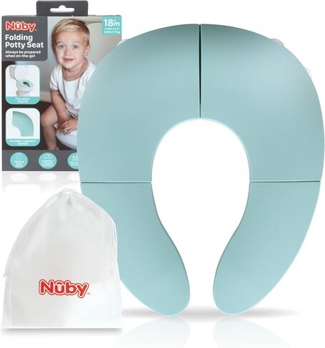 Nuby Folding Potty Seat and Bag - Toddler Travel Essential - Travel Toilet Seat for Toddlers 18+ Months - White in Kuwait