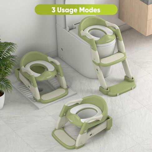 3-in-1 Toddler Potty Training Toilet Seat with Splash Guard, Anti Slip Pad, and Step Stool for Kids Boys Girls (Gray) in Kuwait