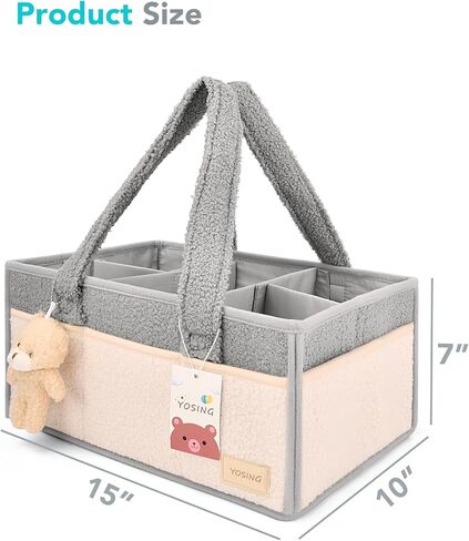 YOSING Diaper Caddy Organizer, Baby Diaper Caddy for Changing Table, Newborn Caddy for Car Travel, Nursery Storage and Car Organizer for Diapers and Baby Wipes, Gray+ White in Saudi Arabia