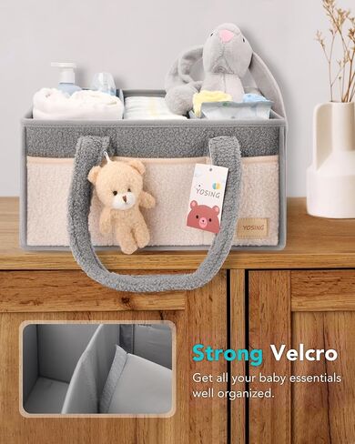 YOSING Diaper Caddy Organizer, Baby Diaper Caddy for Changing Table, Newborn Caddy for Car Travel, Nursery Storage and Car Organizer for Diapers and Baby Wipes, Gray+ White in Saudi Arabia