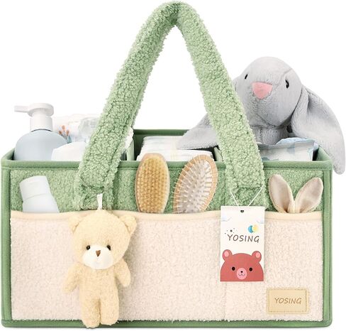 yoses diaper caddy organizer ، caddy diaper baby for change table ، caddy nechnor for car travel ، storage storage justery carery for diapers for baby ، gray+ white in Kuwait