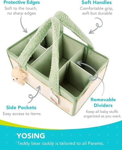 yoses diaper caddy organizer ، caddy diaper baby for change table ، caddy nechnor for car travel ، storage storage justery carery for diapers for baby ، gray+ white in Kuwait