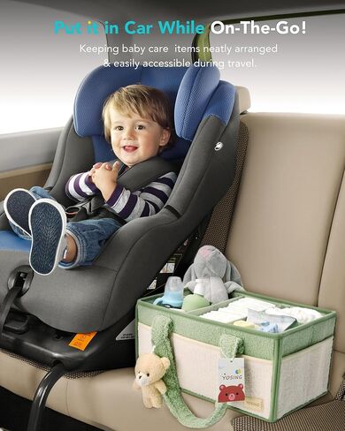 yoses diaper caddy organizer ، caddy diaper baby for change table ، caddy nechnor for car travel ، storage storage justery carery for diapers for baby ، gray+ white in Kuwait