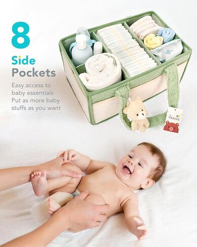yoses diaper caddy organizer ، caddy diaper baby for change table ، caddy nechnor for car travel ، storage storage justery carery for diapers for baby ، gray+ white in Kuwait