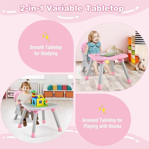 HONEY JOY 8 in 1 Baby High Chair, Convertible Highchair for Babies and Toddlers/Table and Chair Set/Building Block Table/Booster Seat/Stool/Toddler Chair with Safety Harness (Pink) in Saudi Arabia