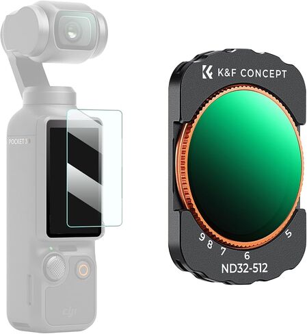K&F Concept Magnetic ND Filter Kit for DJI Osmo Pocket 3 Creator Combo -4-Pack (ND4+ND8+ND16+ND32), Optical Glass/HD/Multi-Coated Filters in Kuwait